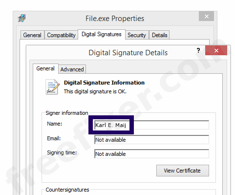Screenshot of the Karl E. Maij certificate